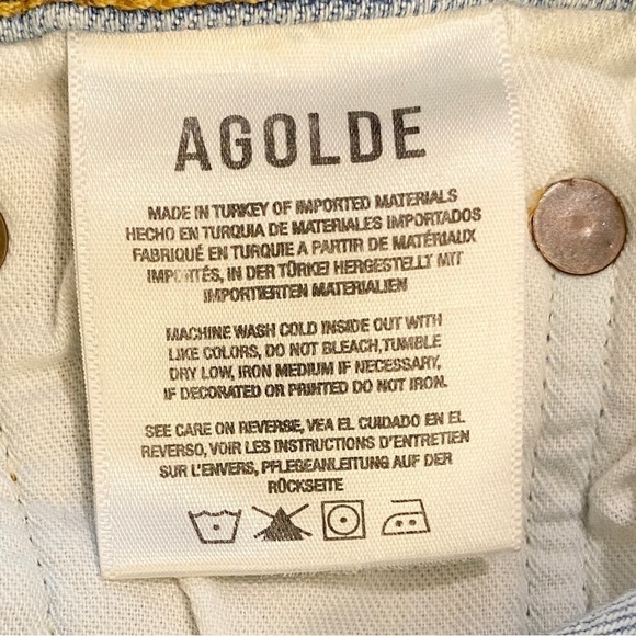 AGOLDE Lyle Sz 24 Midrise Fray Hem Ankle Jeans Women’s Stretch Light Raw Hem - Picture 9 of 13